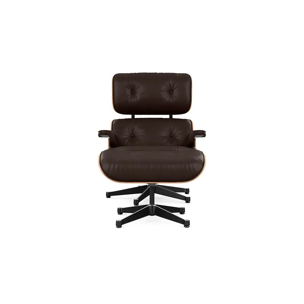 Tall Lounge Chair & Ottoman - Brown, Leather