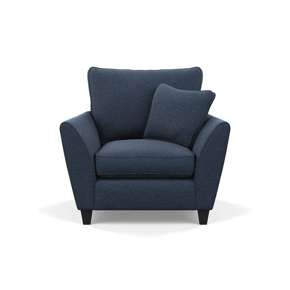 Torino Armchair with Black Feet - Blue, Boucle