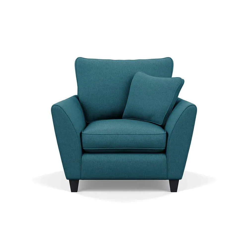 Torino Armchair with Black Feet - Blue, Cotton image