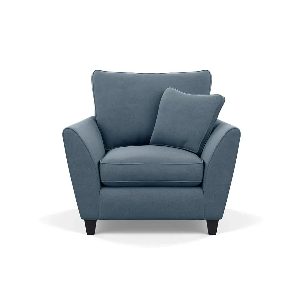 Torino Armchair with Black Feet - Blue, Linen