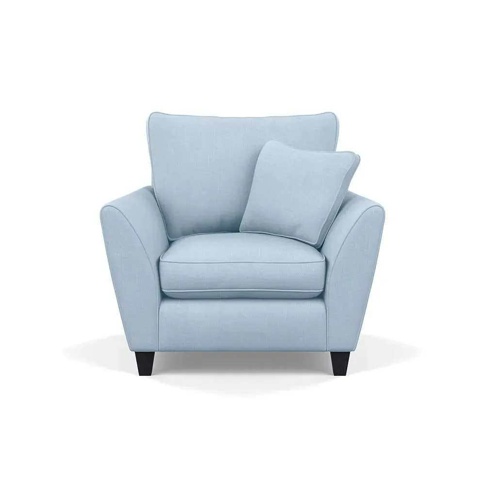 Torino Armchair with Black Feet - Blue, Linen