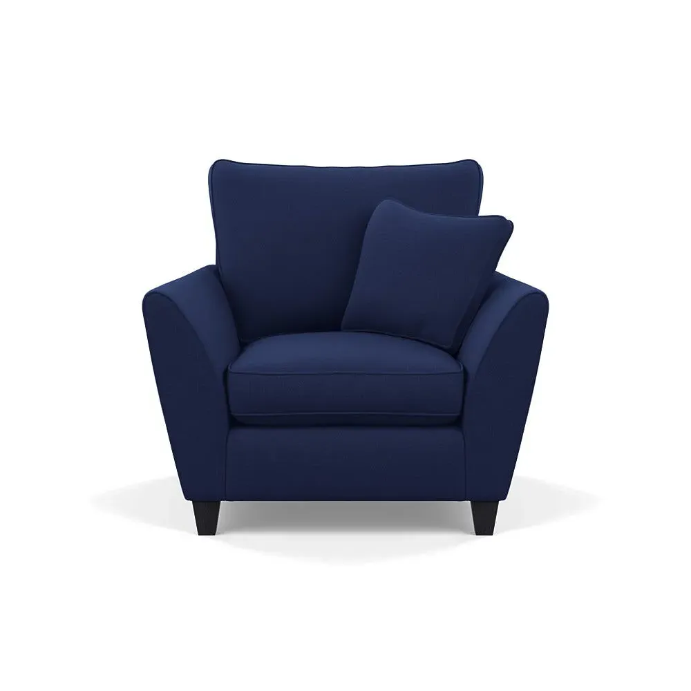 Torino Armchair with Black Feet - Blue, Wool