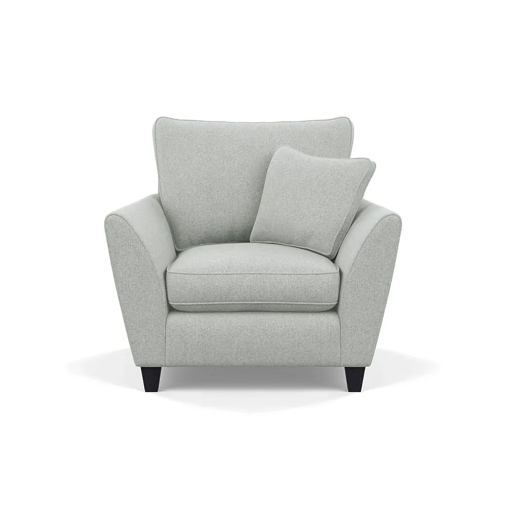 Torino Armchair with Black Feet - Cream, Wool