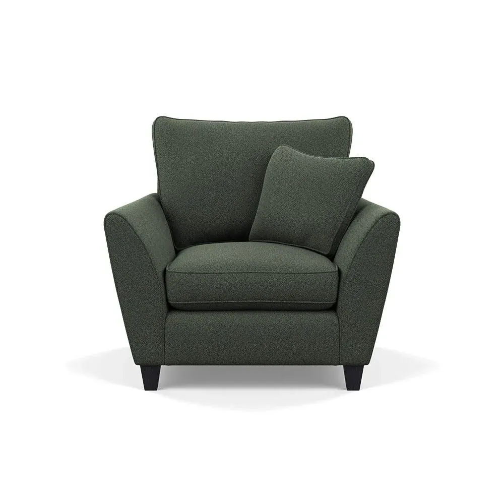 Torino Armchair with Black Feet - Green, Boucle