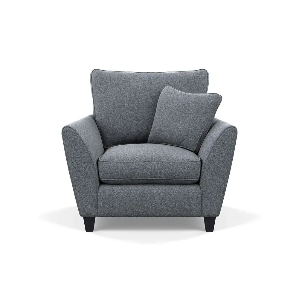Torino Armchair with Black Feet - Grey, Boucle