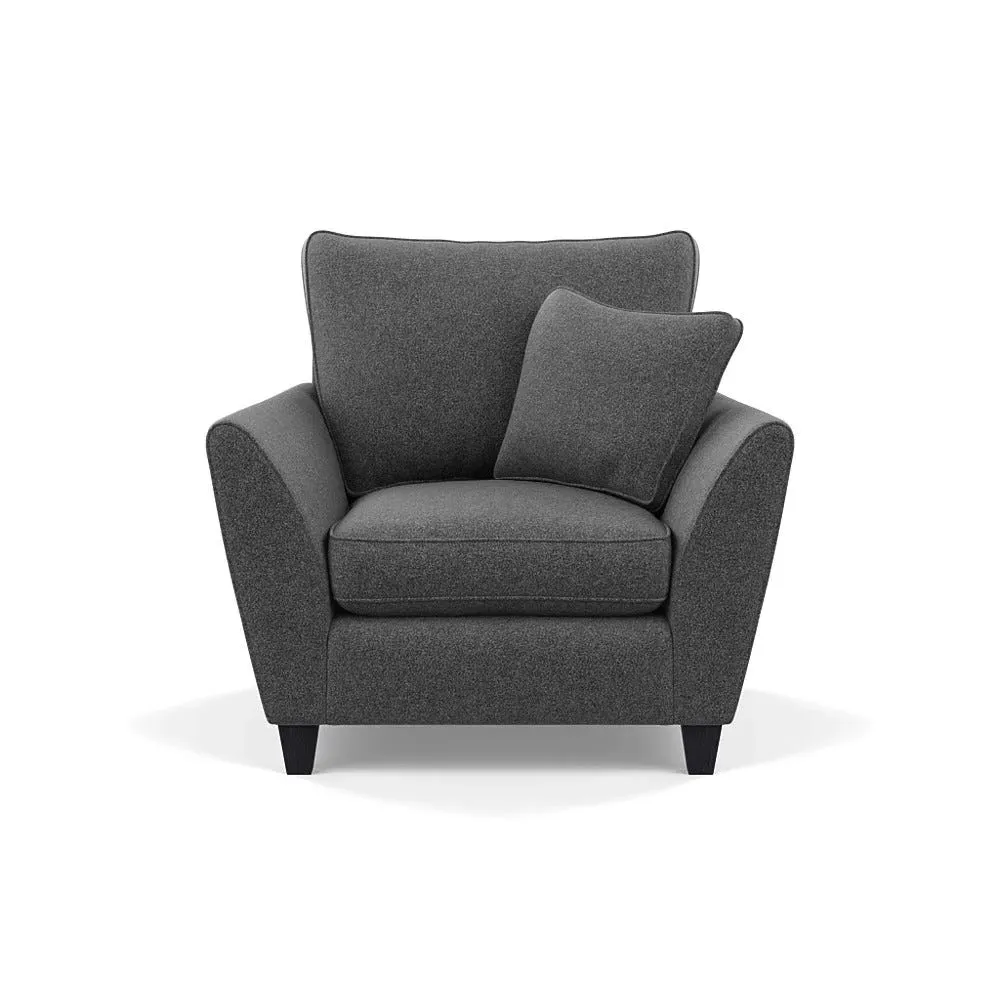 Torino Armchair with Black Feet - Grey, Wool
