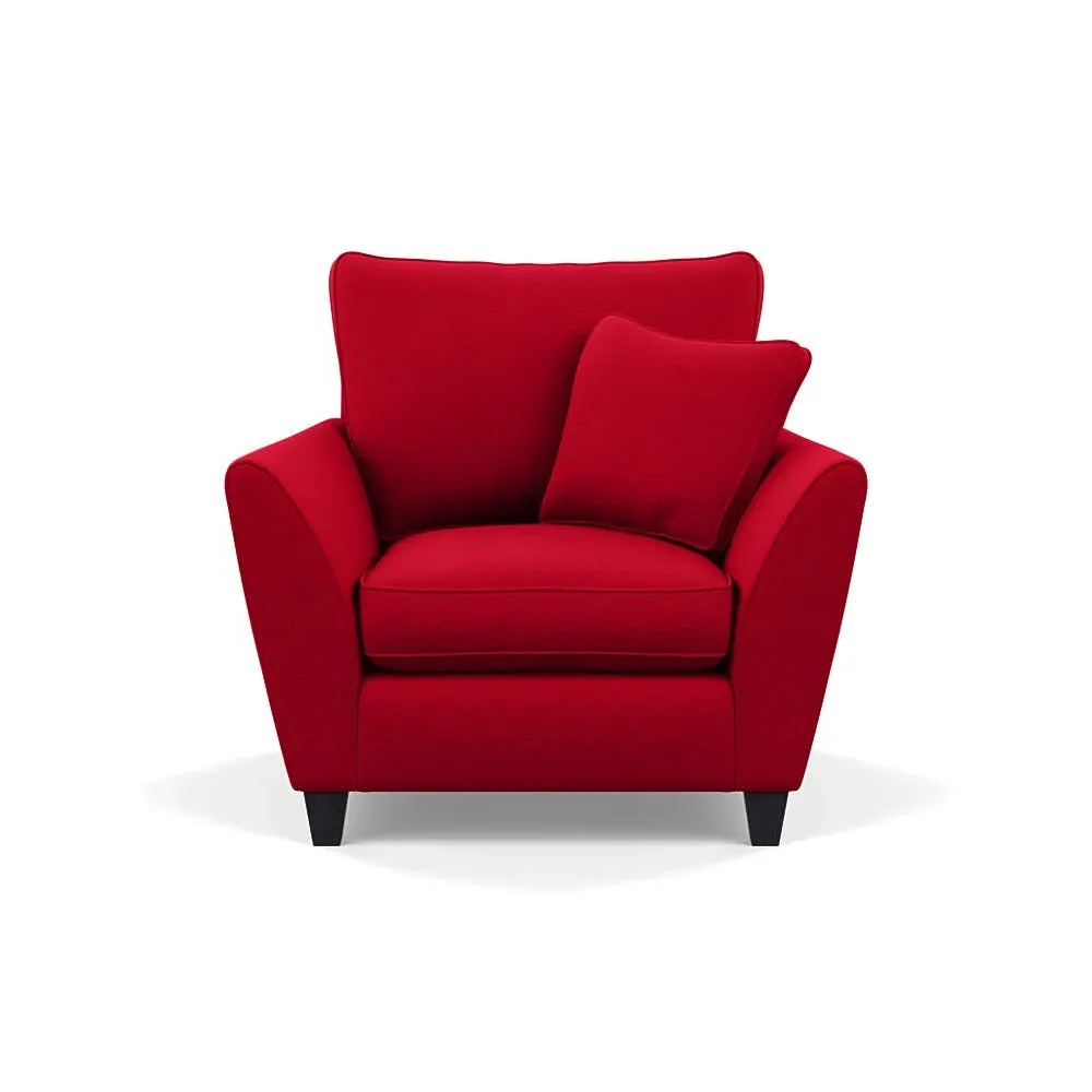 Torino Armchair with Black Feet - Red, Wool