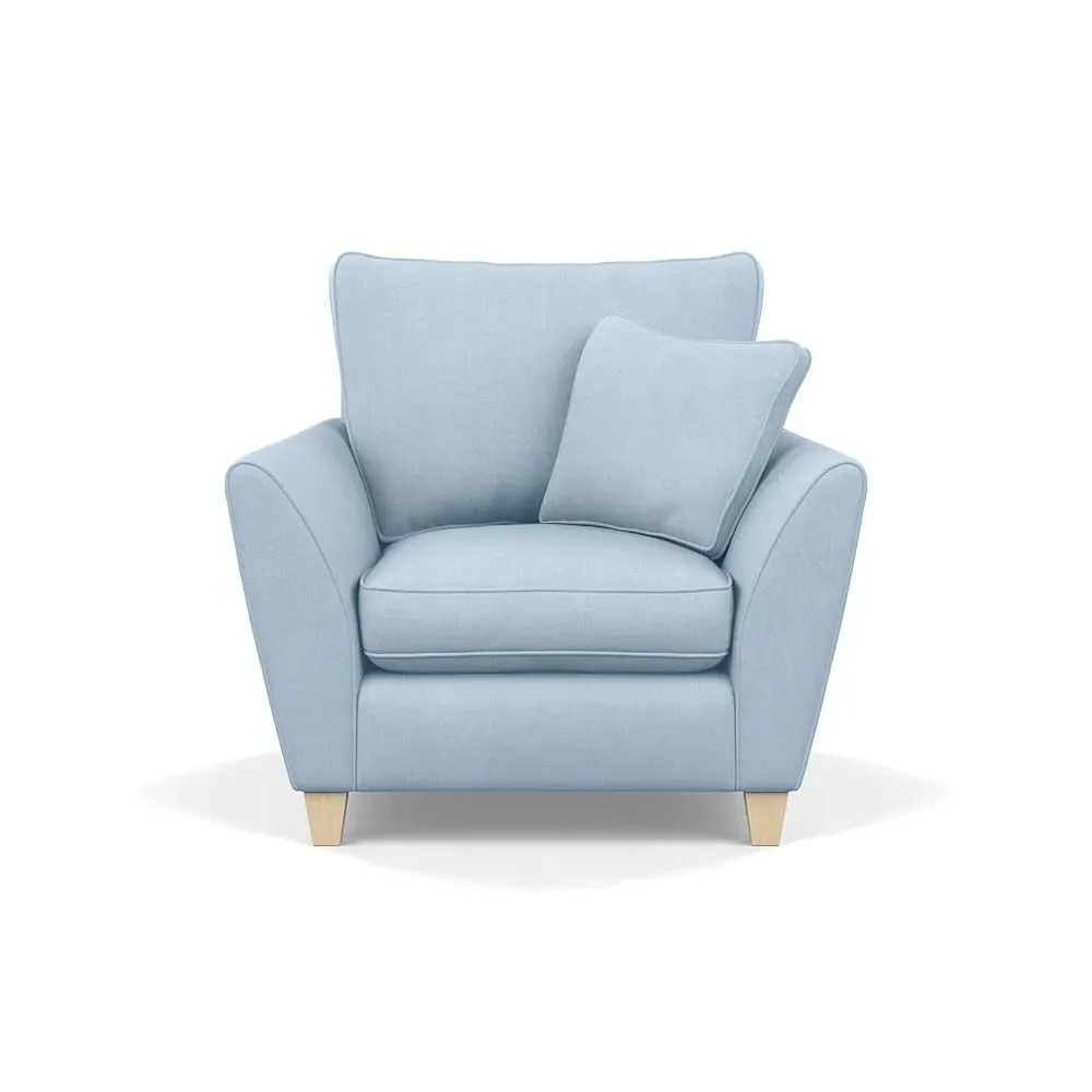 Torino Armchair with Natural Feet - Blue, Linen