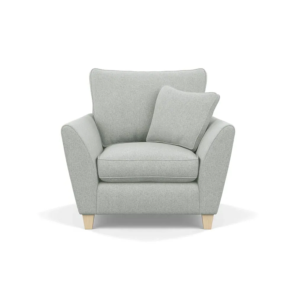 Torino Armchair with Natural Feet - Cream, Wool