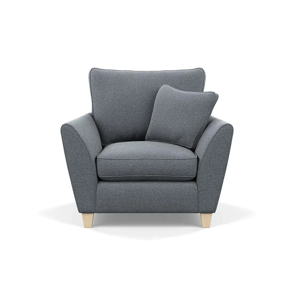 Torino Armchair with Natural Feet - Grey, Boucle