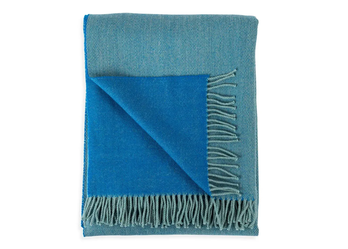 Two Tone Throw - Blue, Merino Wool image