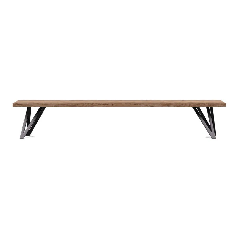 Vienna Bench Straight Edge - Smoked Oak, Oiled