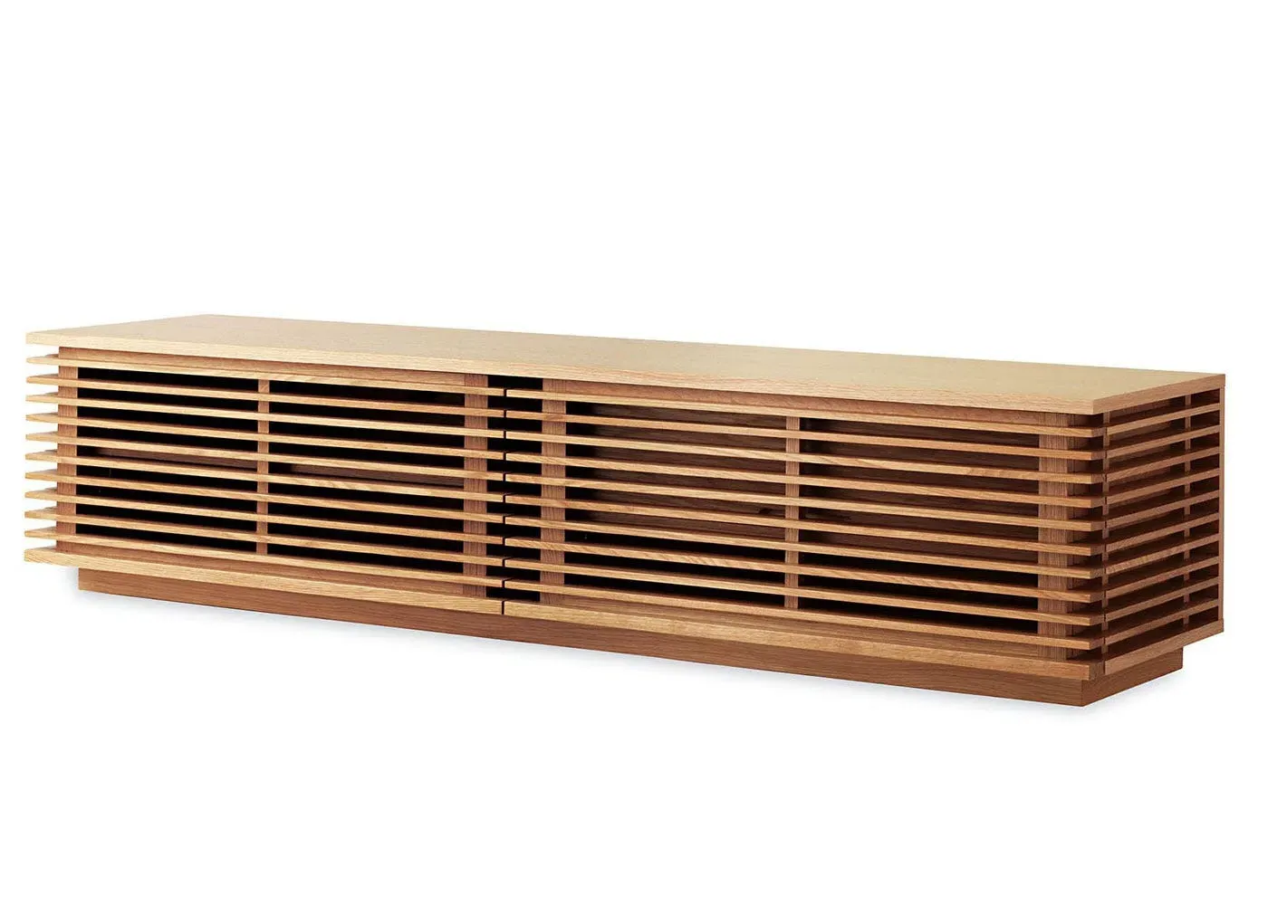 Wide AV Unit with Slatted Front - Oak, Wood