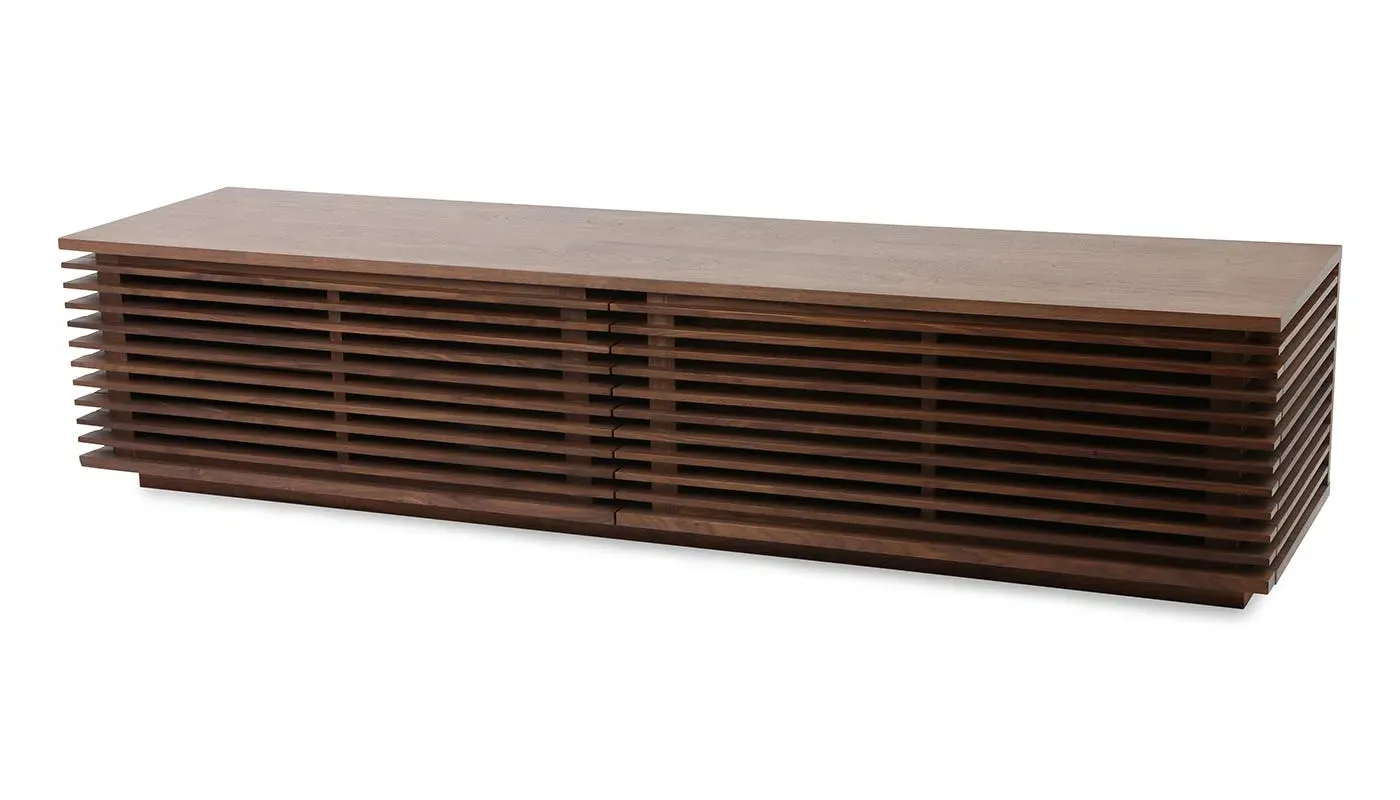 Wide AV Unit with Slatted Front - Walnut, Wood