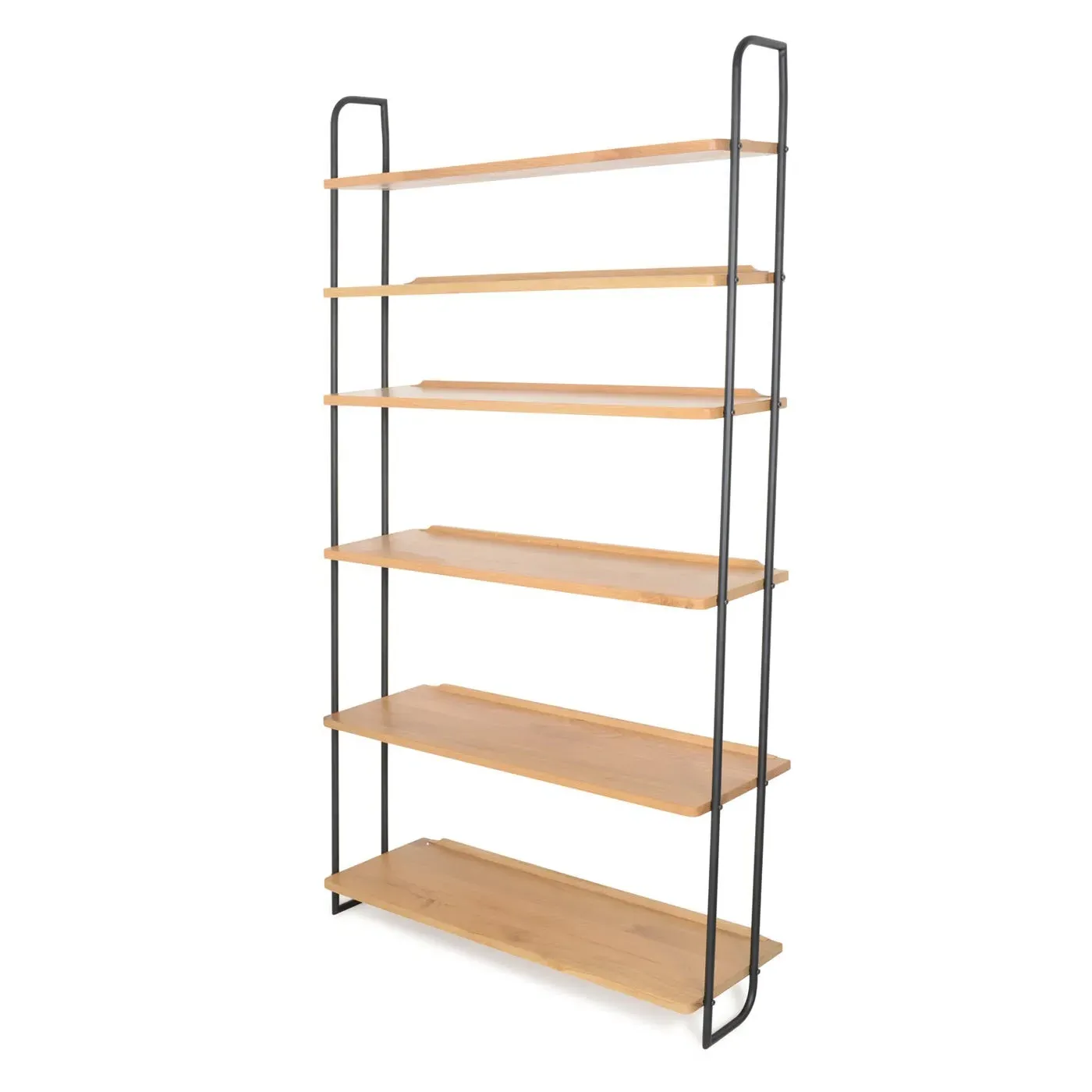 Wide Lean-To Shelves with Metal Struts - Oak