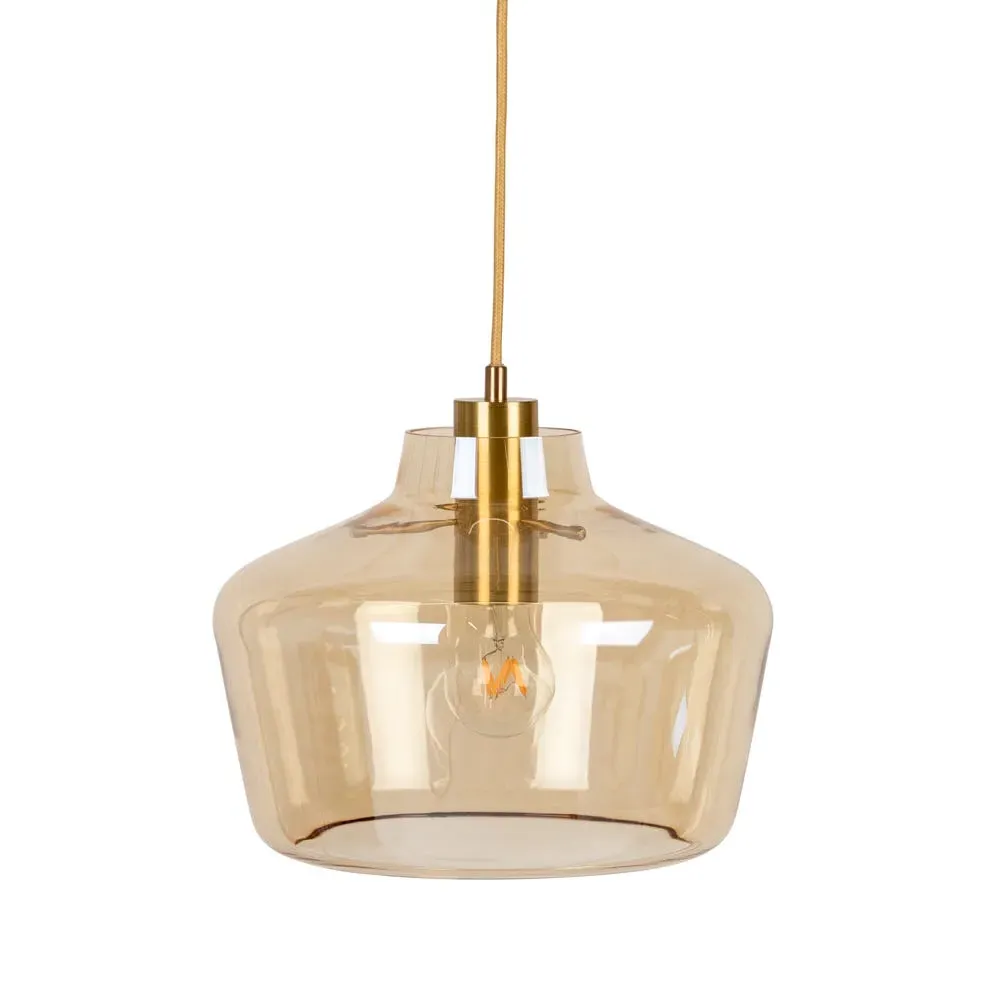 Wide Pendant Light - Gold, Hand-Blown Glass