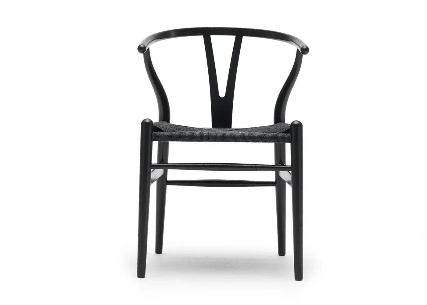 Wishbone Chair with Black Cord Seat - Black, Beech