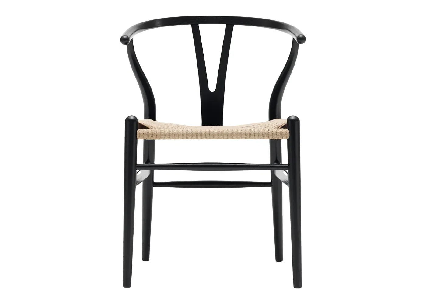 Wishbone Chair with Cord Seat - Black, Oak Wood