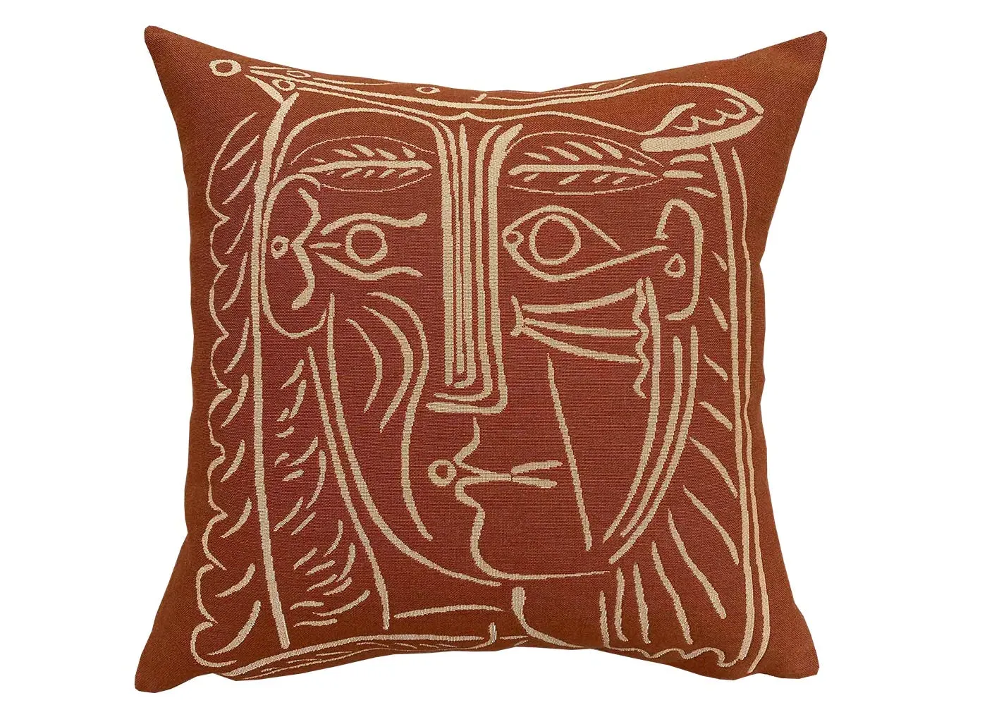 Square Cushion Picasso Print - Orange, Fabric image