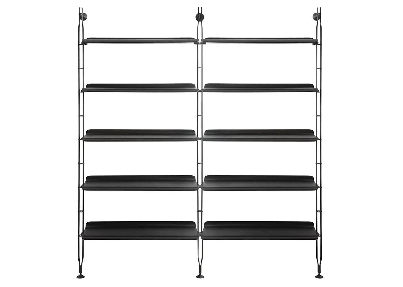 10-Shelf Bookshelf with Struts - Black, Wood