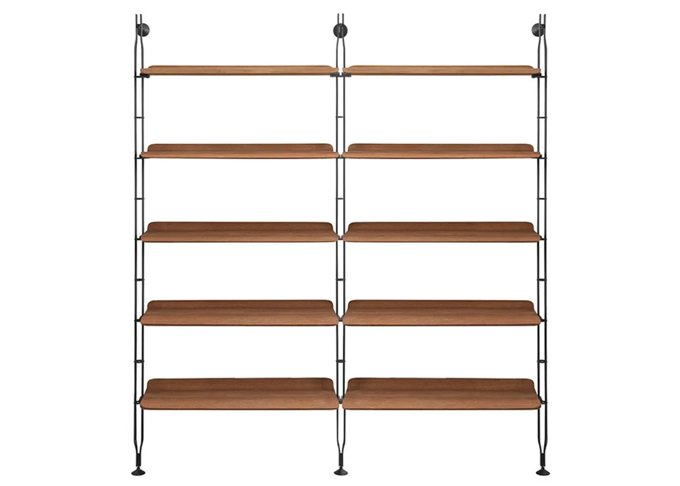 10-Shelf Bookshelf with Struts - Dark Wood