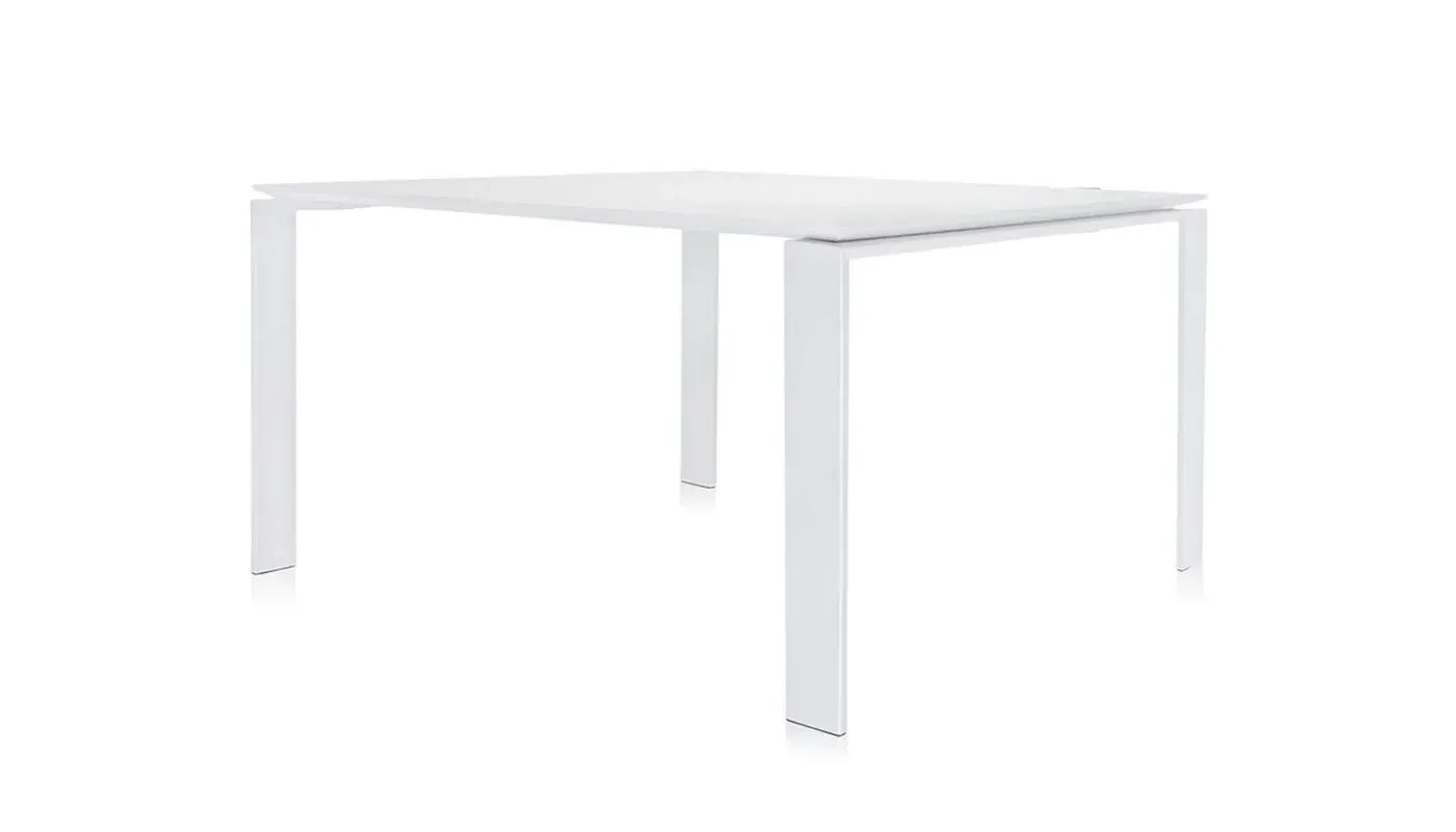 4-Seater Dining Table - White, Laminate image