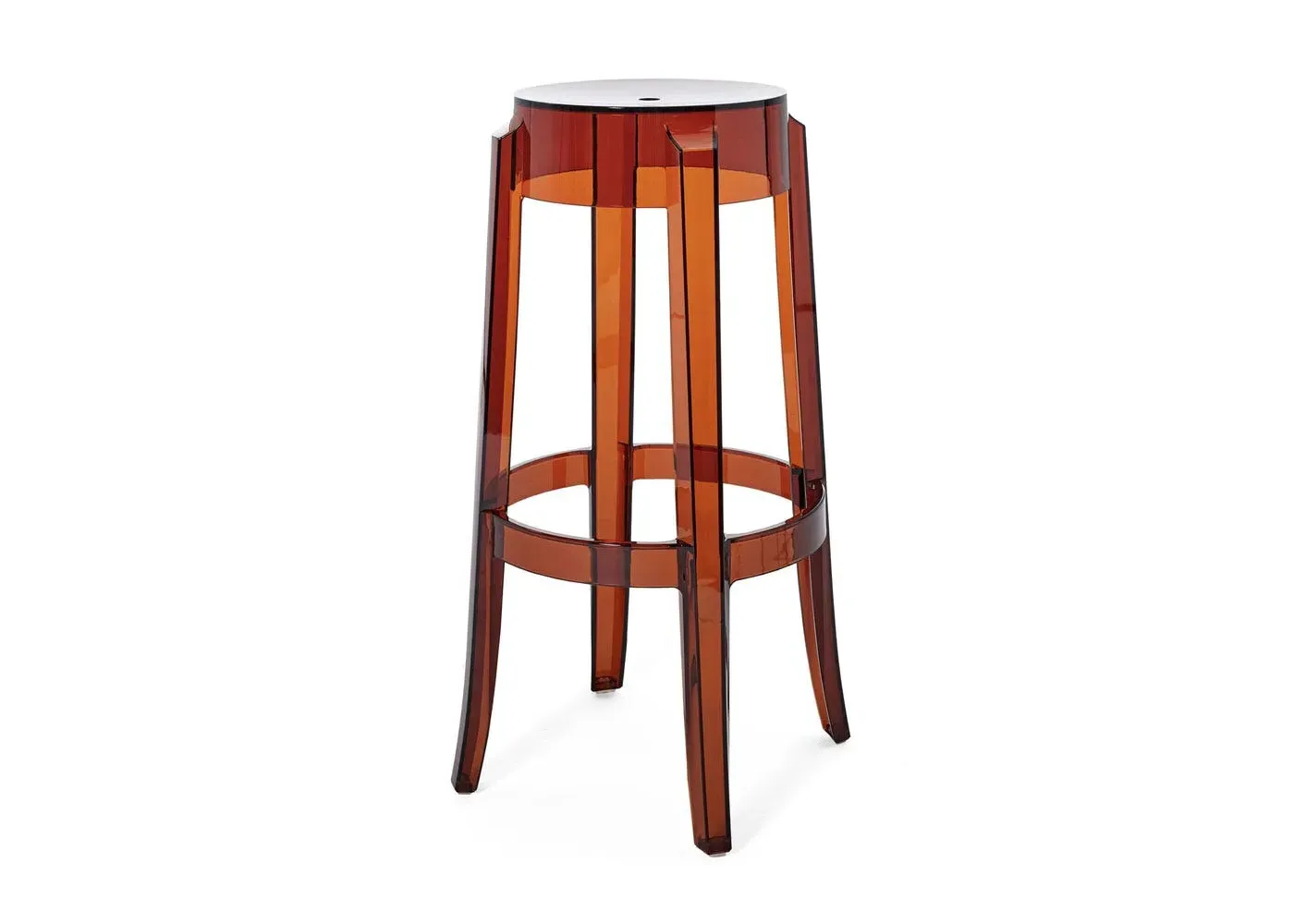 Bar Stool with Backrest - Amber, Polycarbonate image