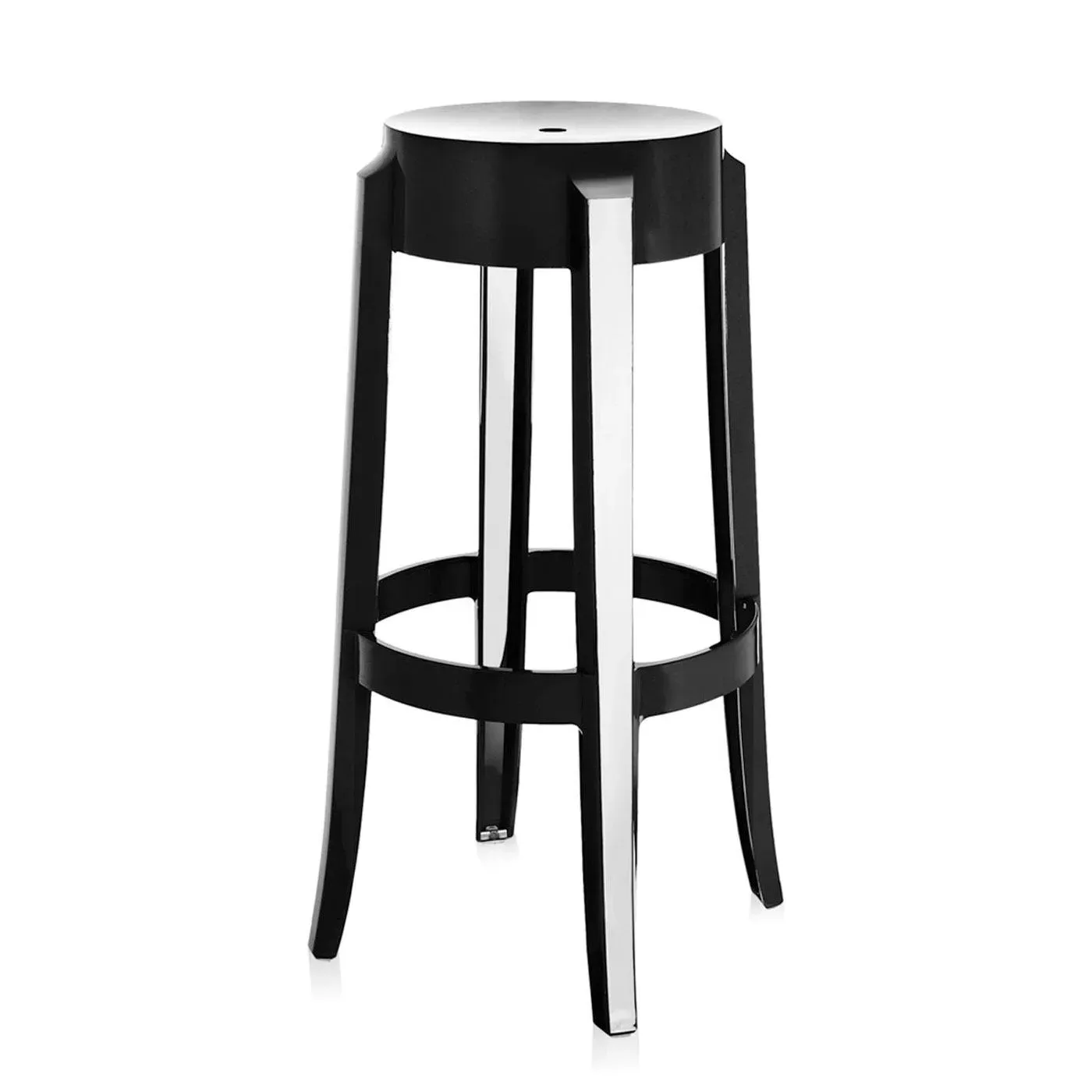 Bar Stool with Backrest - Black, Polycarbonate