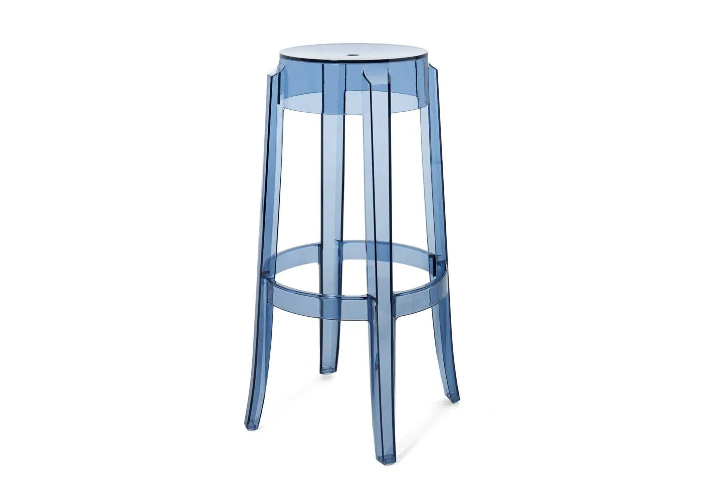 Bar Stool with Backrest - Blue, Polycarbonate