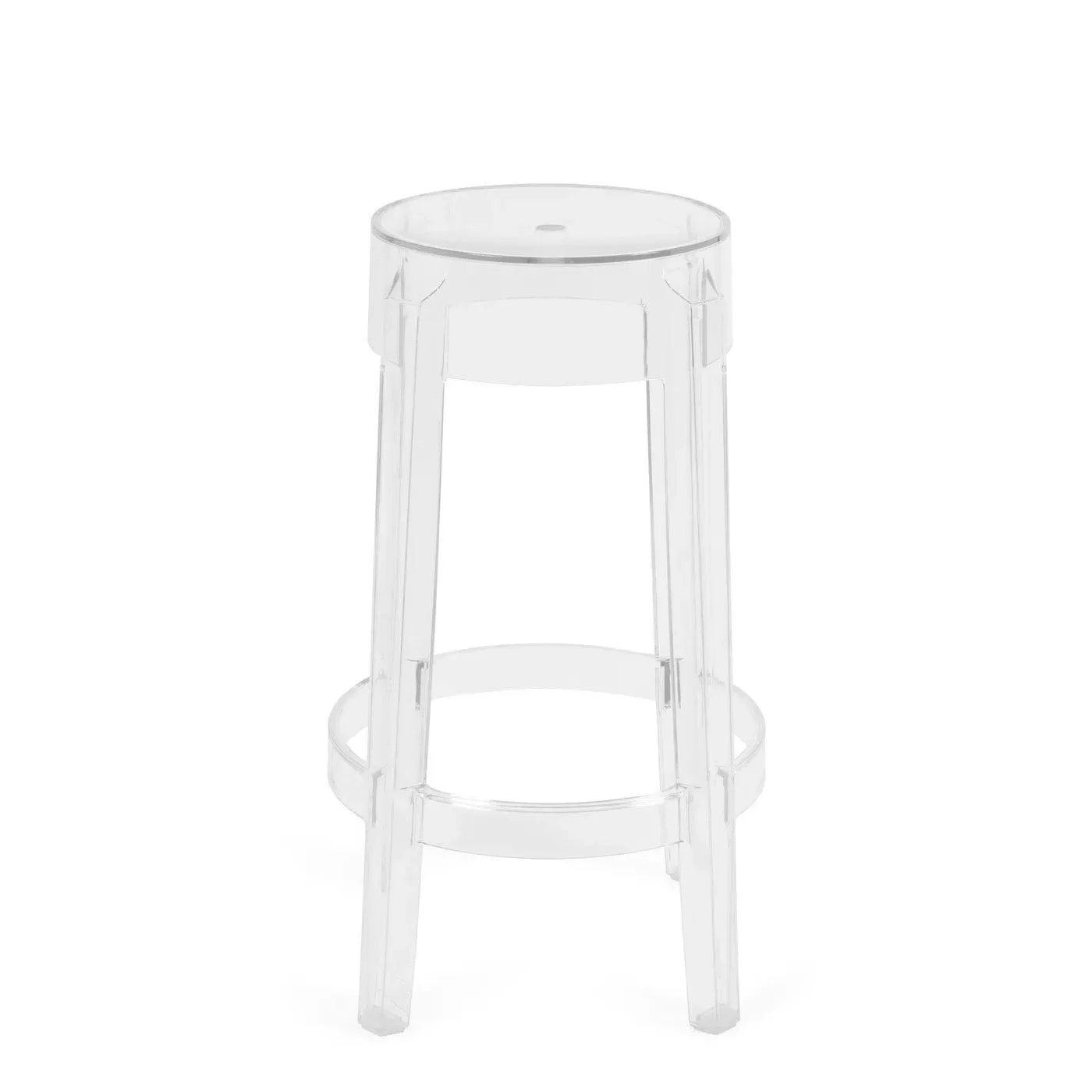 Bar Stool with Backrest - Clear, Polycarbonate