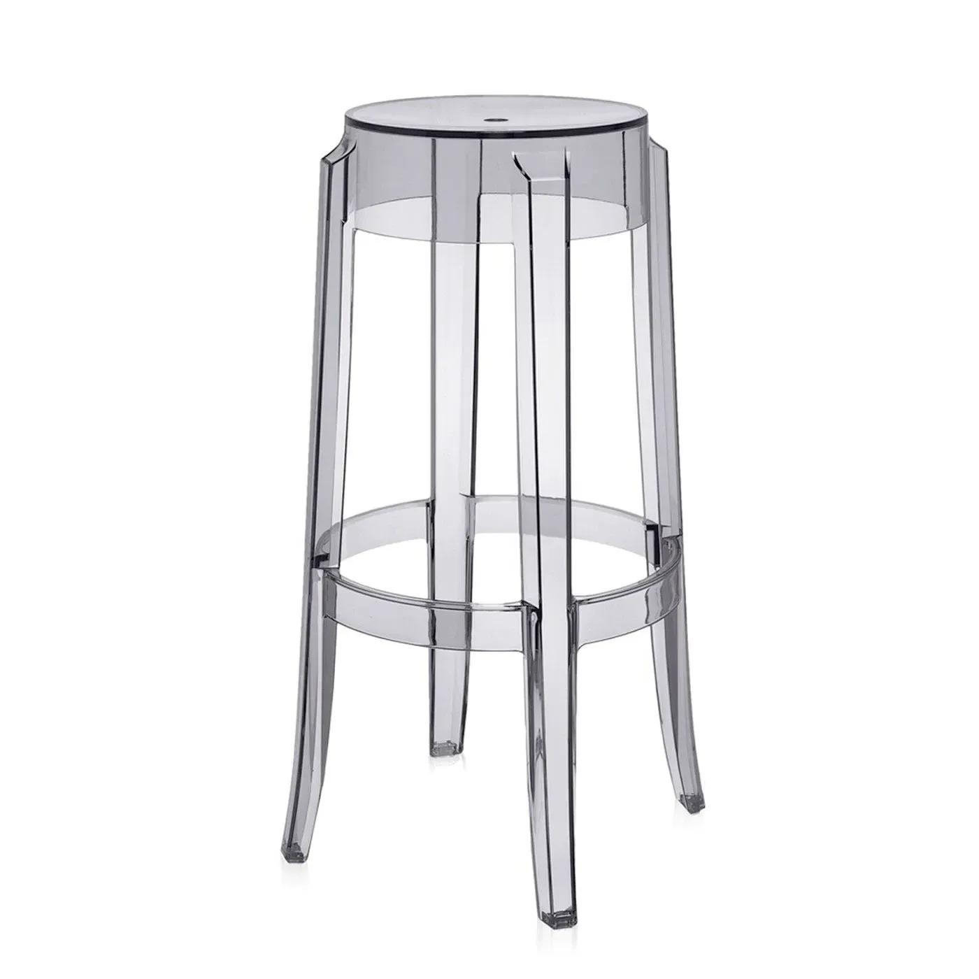 Bar Stool with Backrest - Grey, Polycarbonate