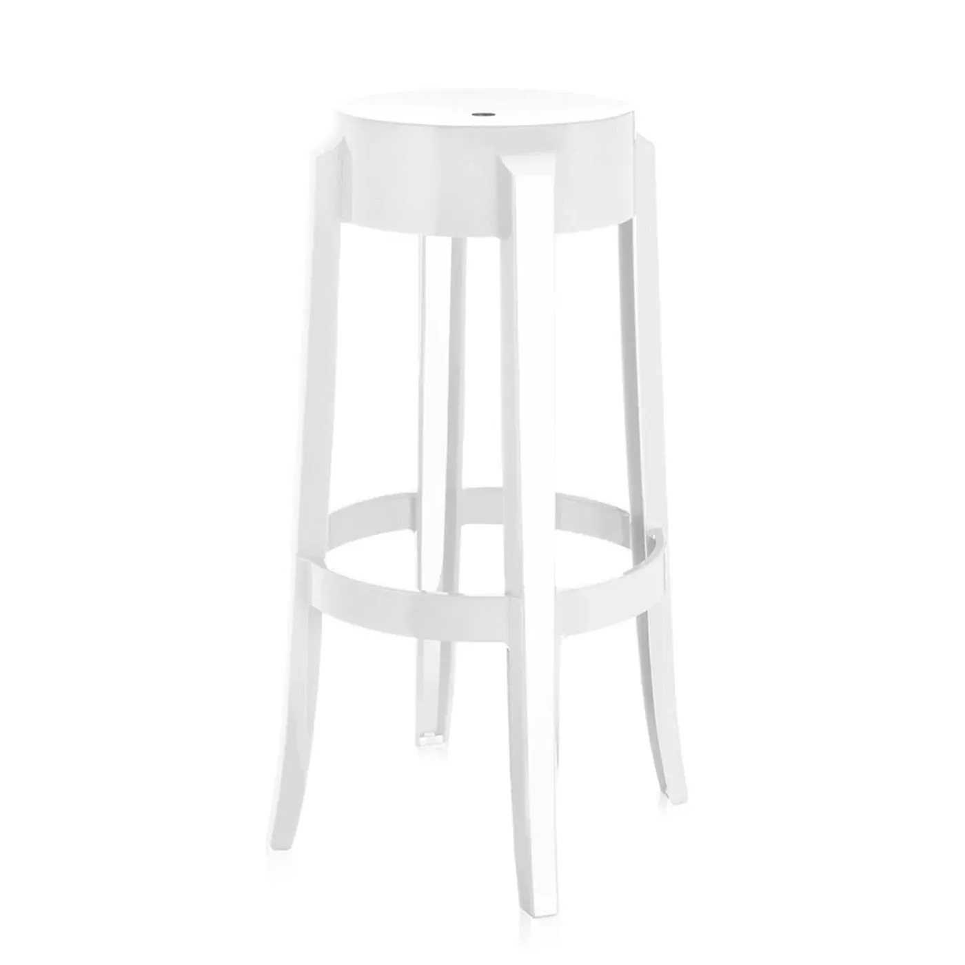 Bar Stool with Backrest - White, Polycarbonate