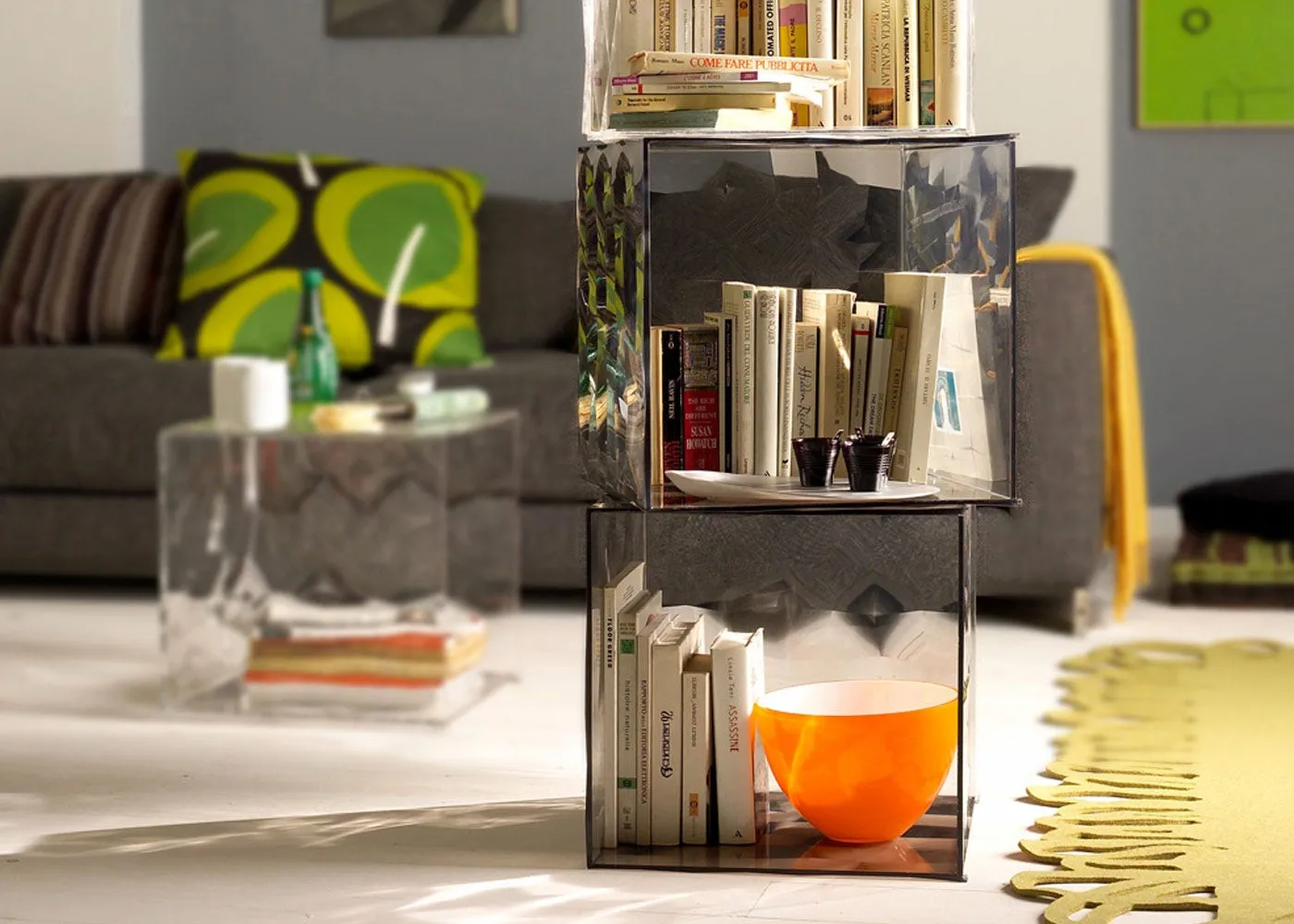 Cube Storage Unit with Relief Pattern - Clear