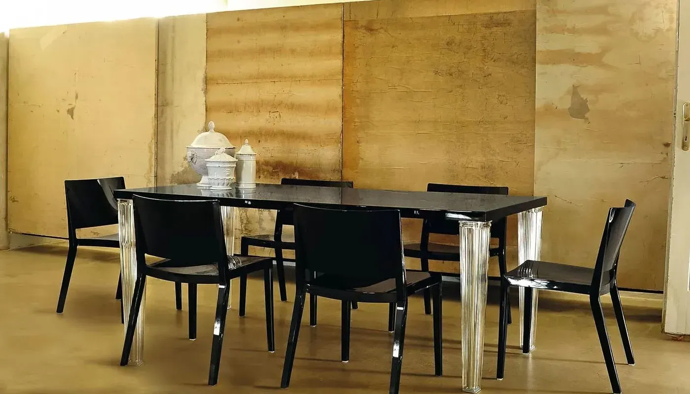 Dining Chair with Angled Legs - Black, Technopolymer