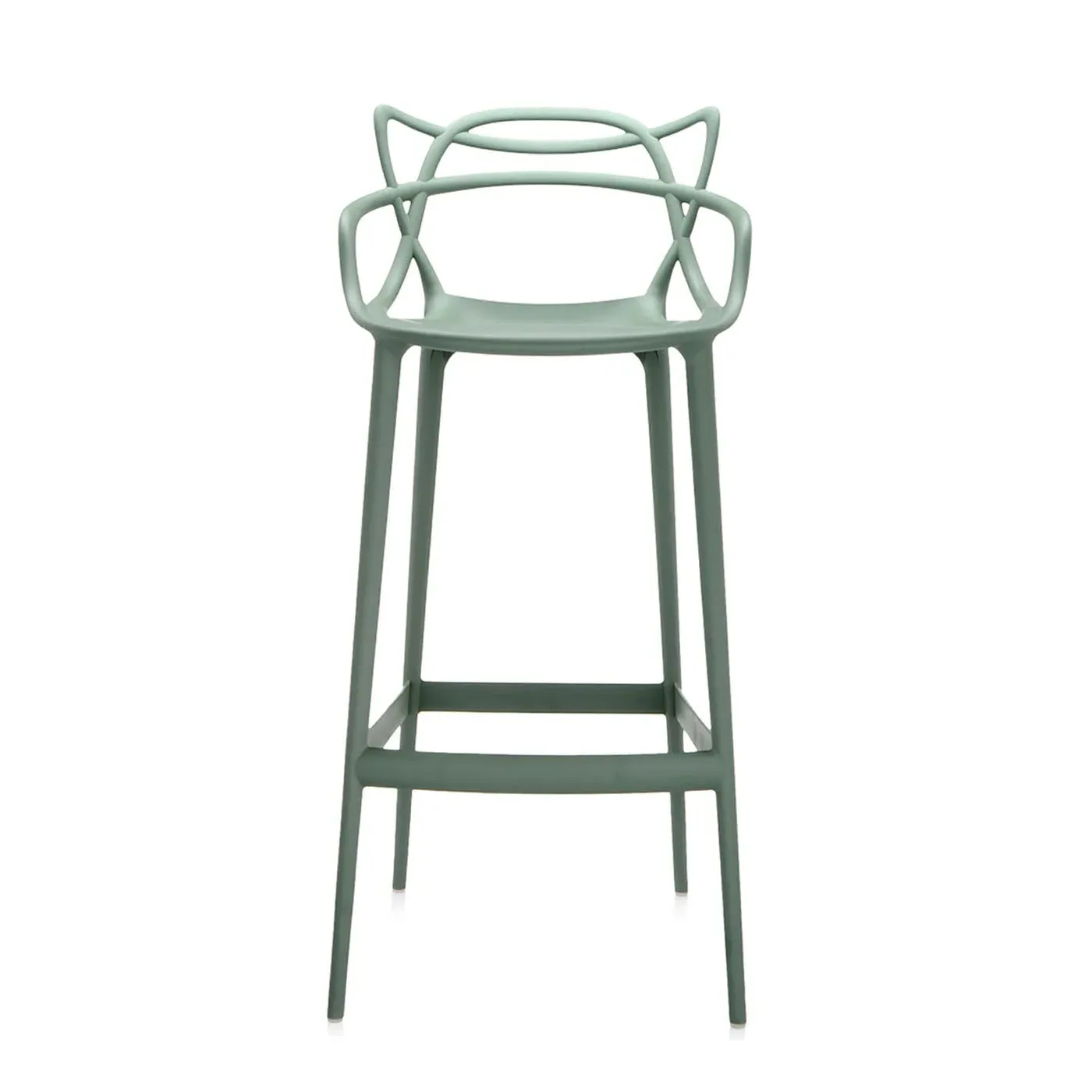 Large Bar Stool with Backrest - Green, Polypropylene