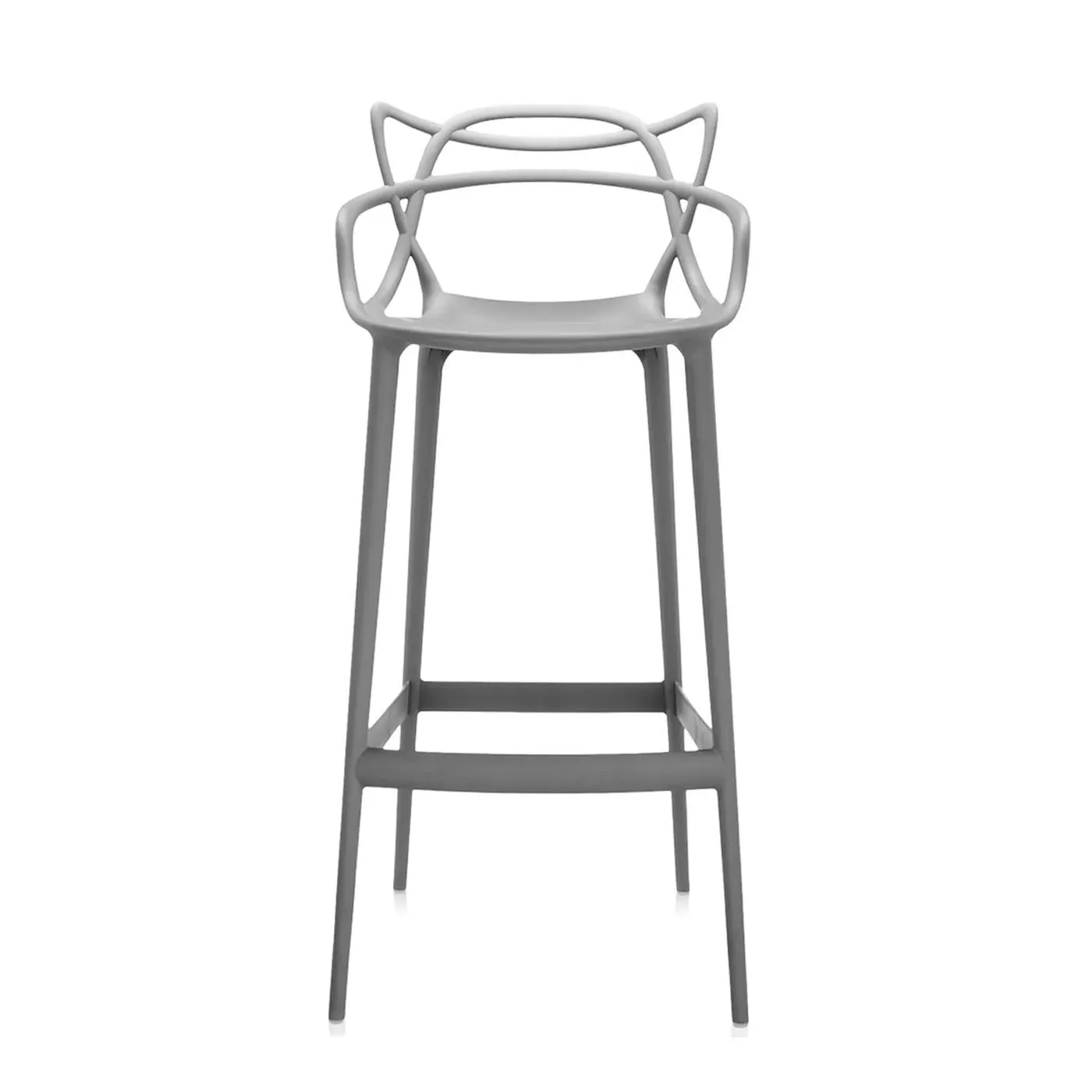 Large Bar Stool with Backrest - Grey, Polypropylene