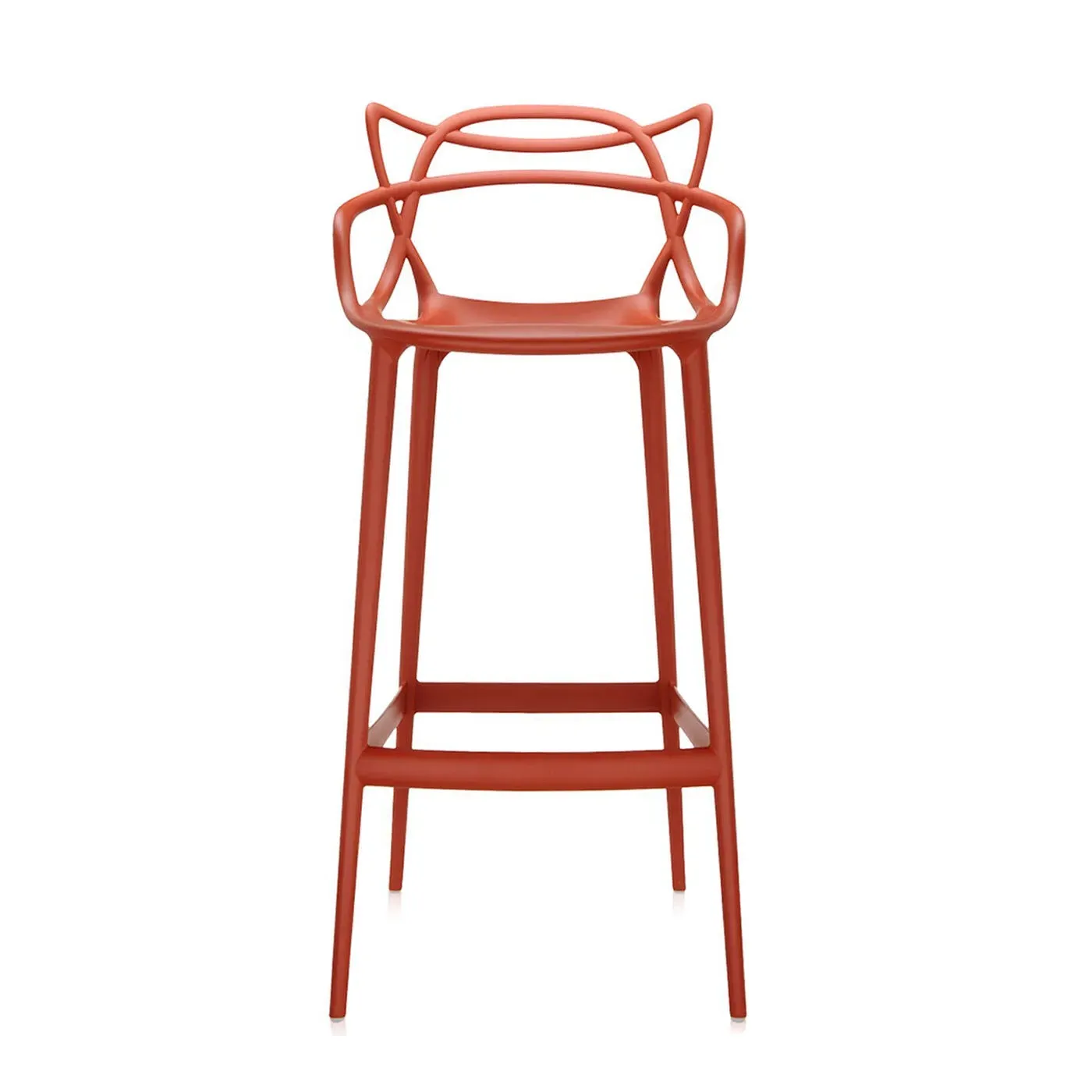 Large Bar Stool with Backrest - Orange, Polypropylene