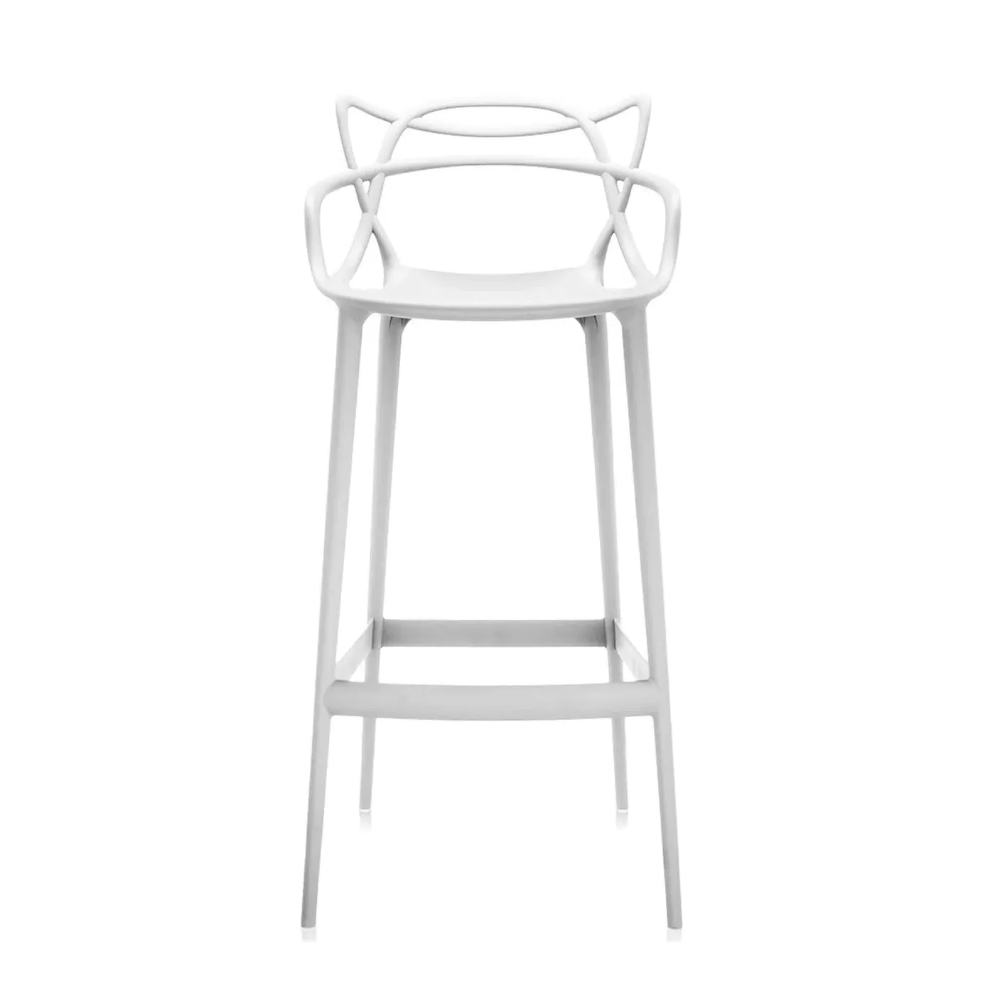Large Bar Stool with Backrest - White, Polypropylene