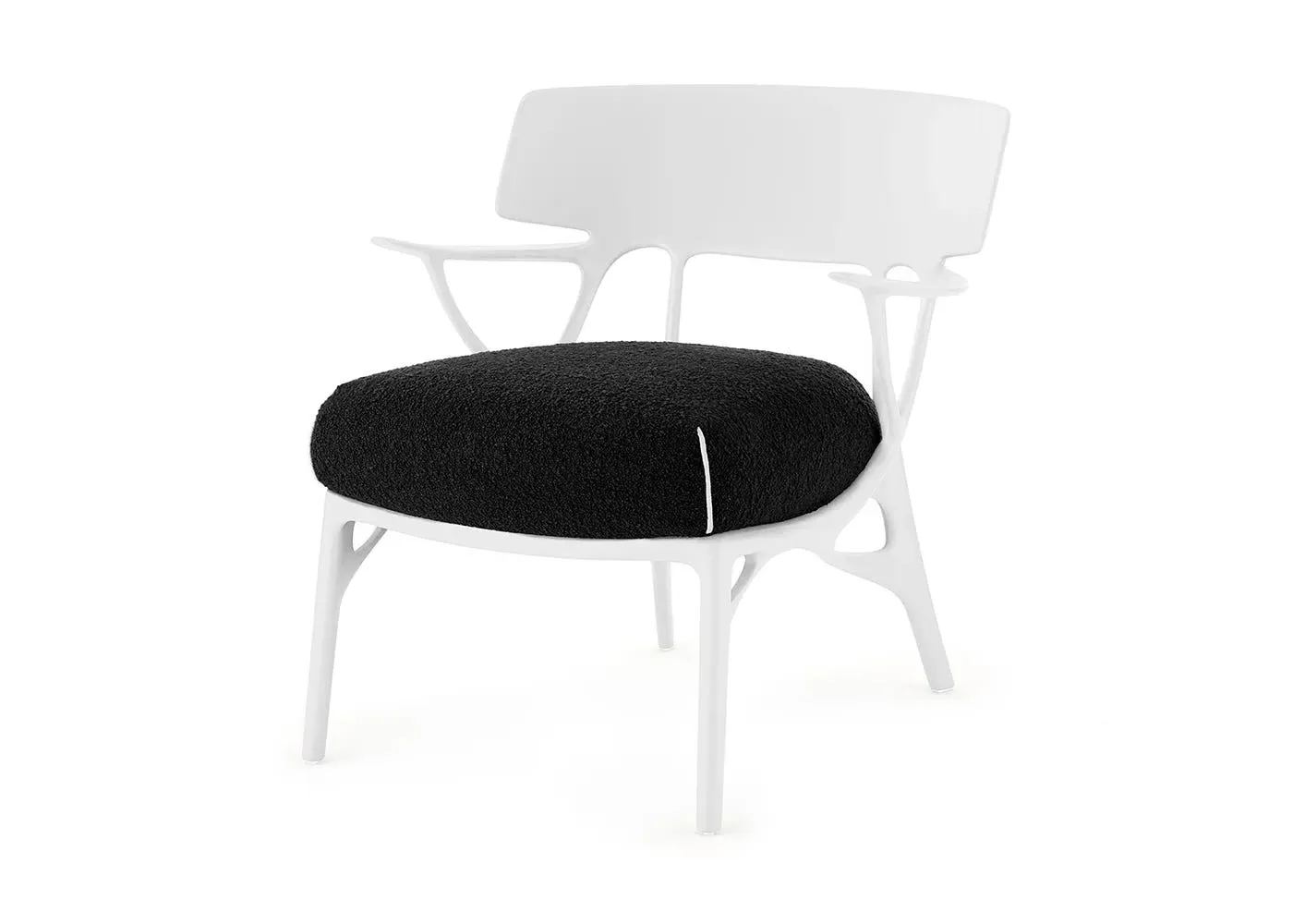 Lounge Chair - White, Boucle