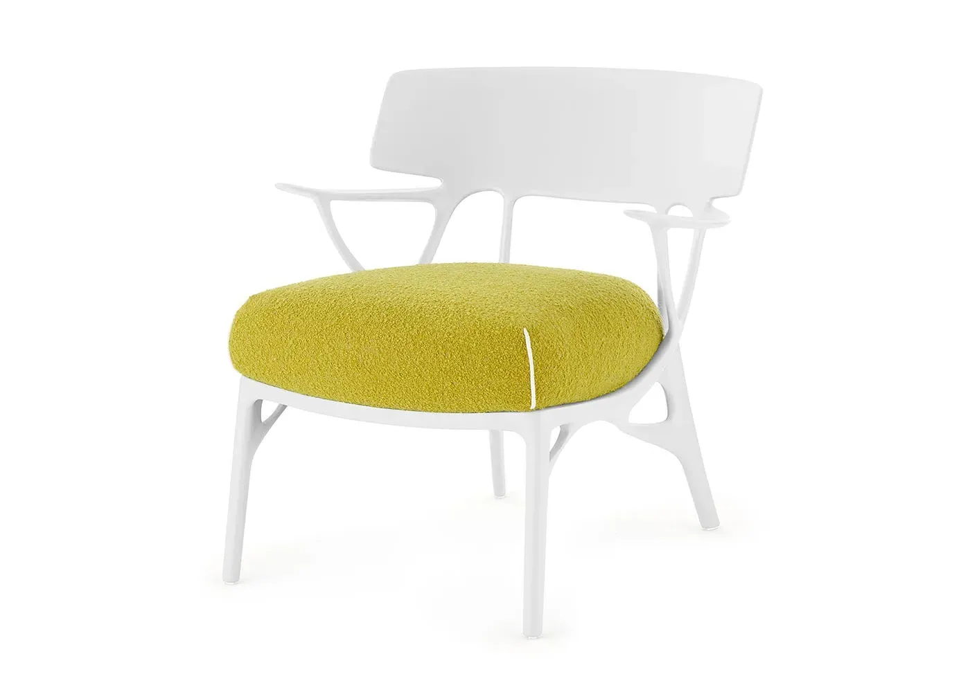 Lounge Chair - White, Boucle