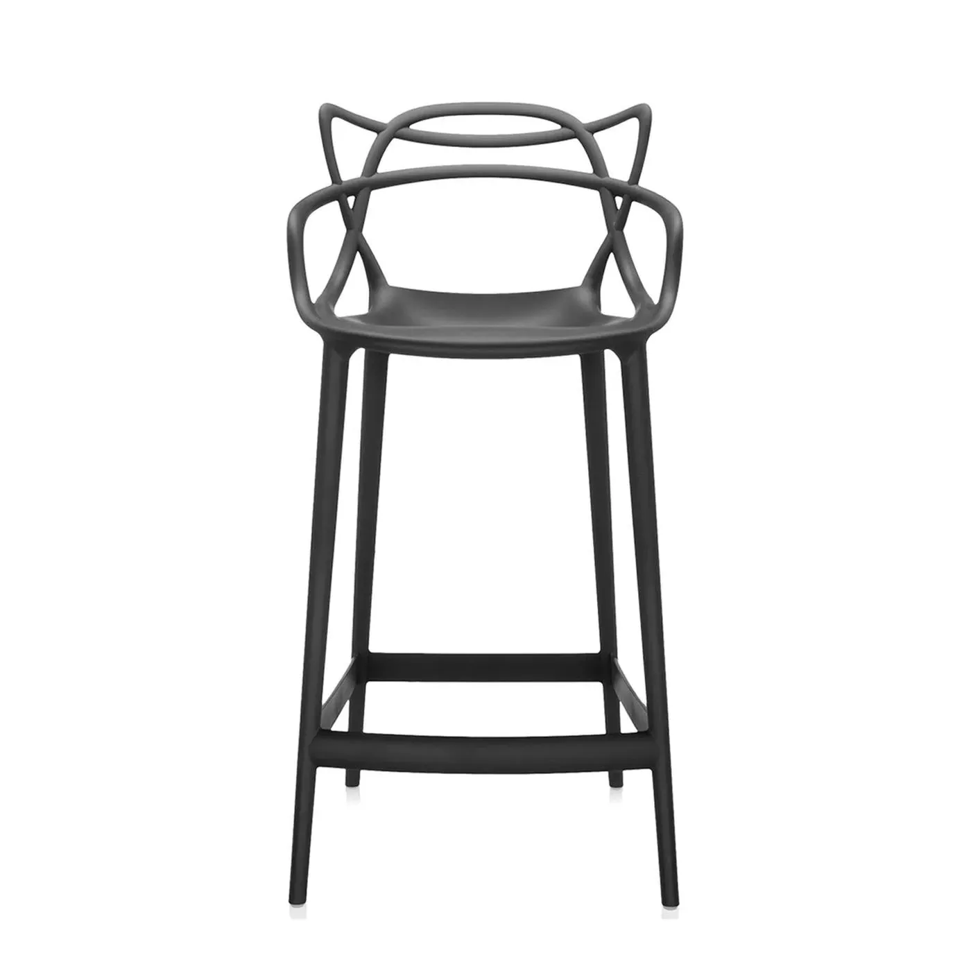 Medium Bar Stool with Backrest - Black, Polypropylene image