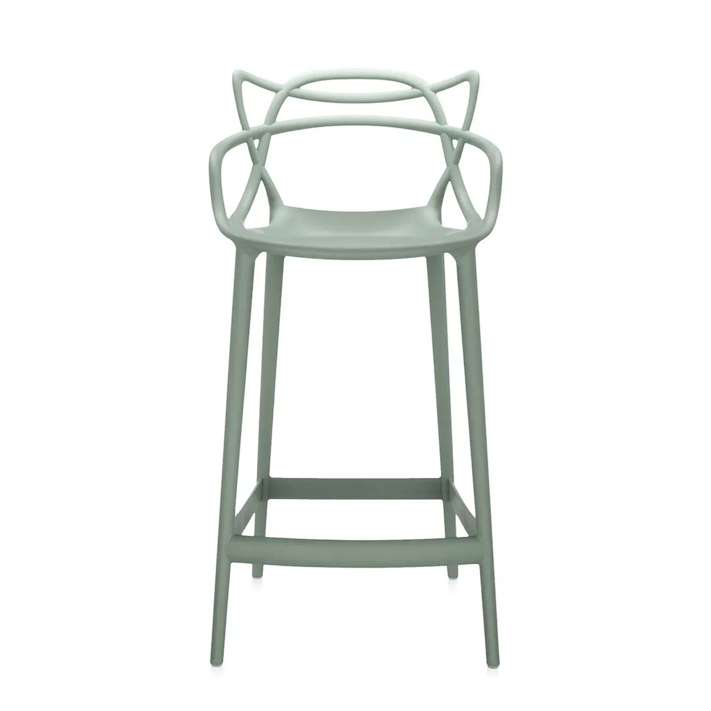 Medium Bar Stool with Backrest - Green, Polypropylene