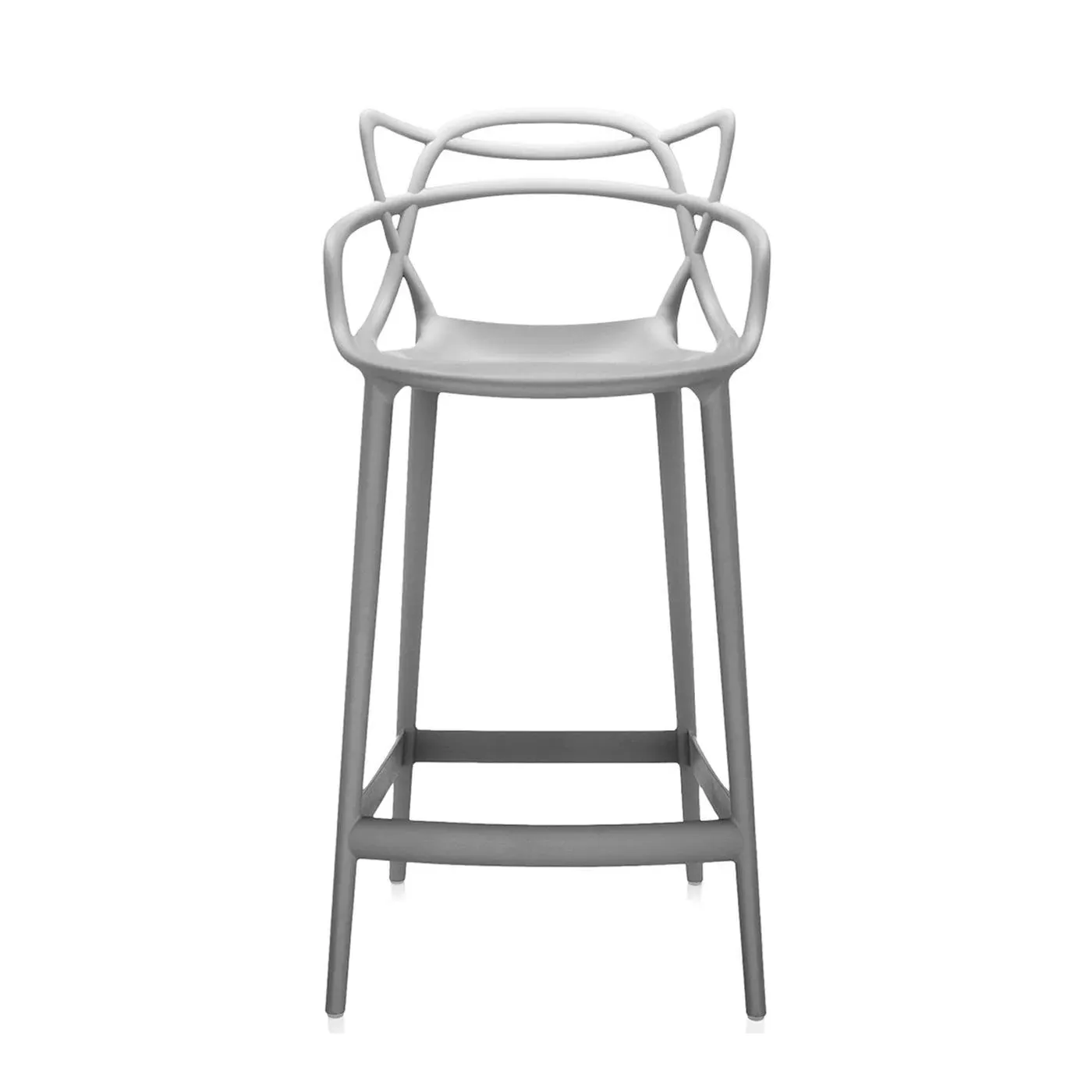 Medium Bar Stool with Backrest - Grey, Polypropylene