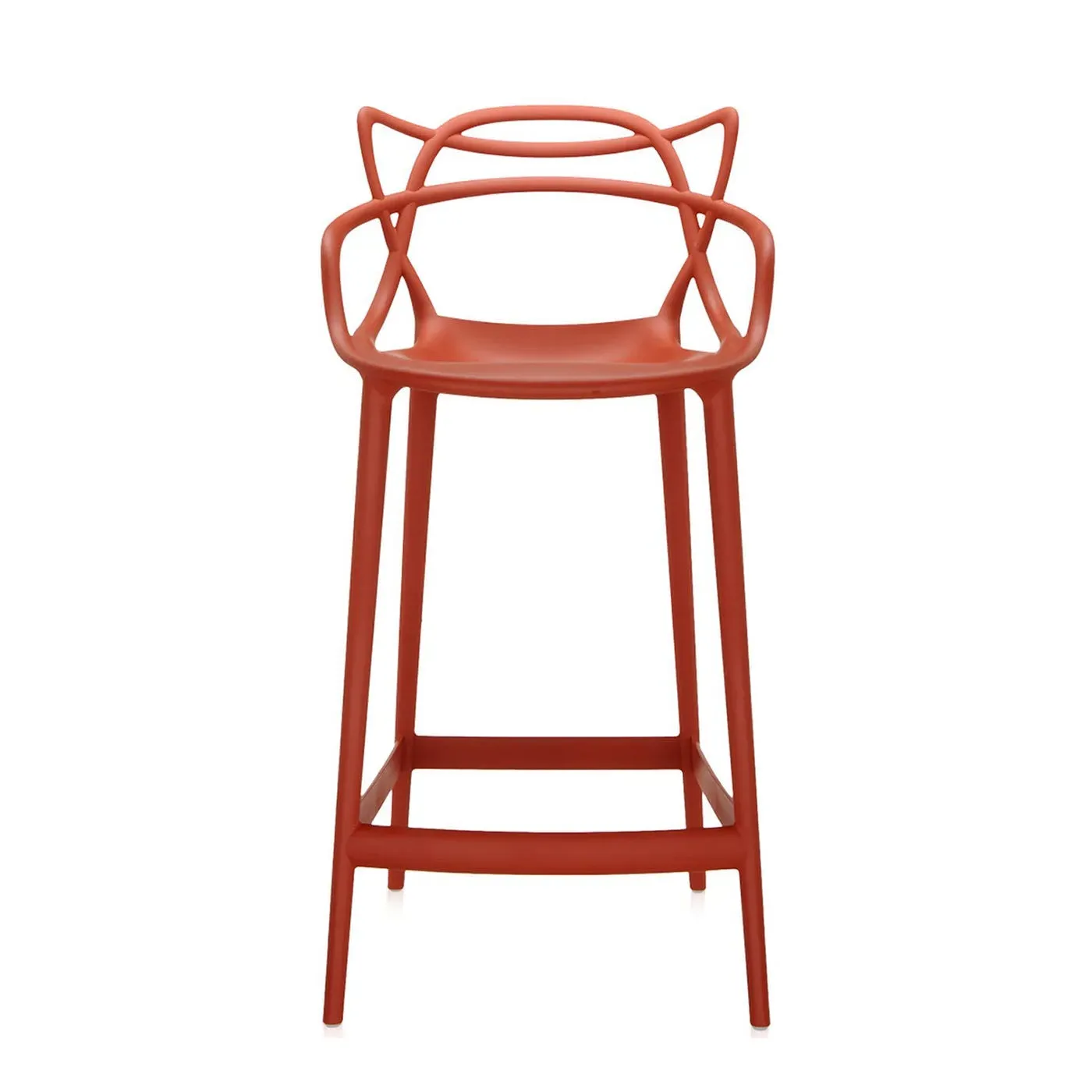 Medium Bar Stool with Backrest - Orange, Polypropylene