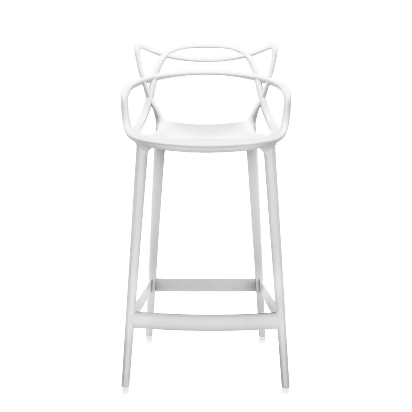 Medium Bar Stool with Backrest - White, Polypropylene