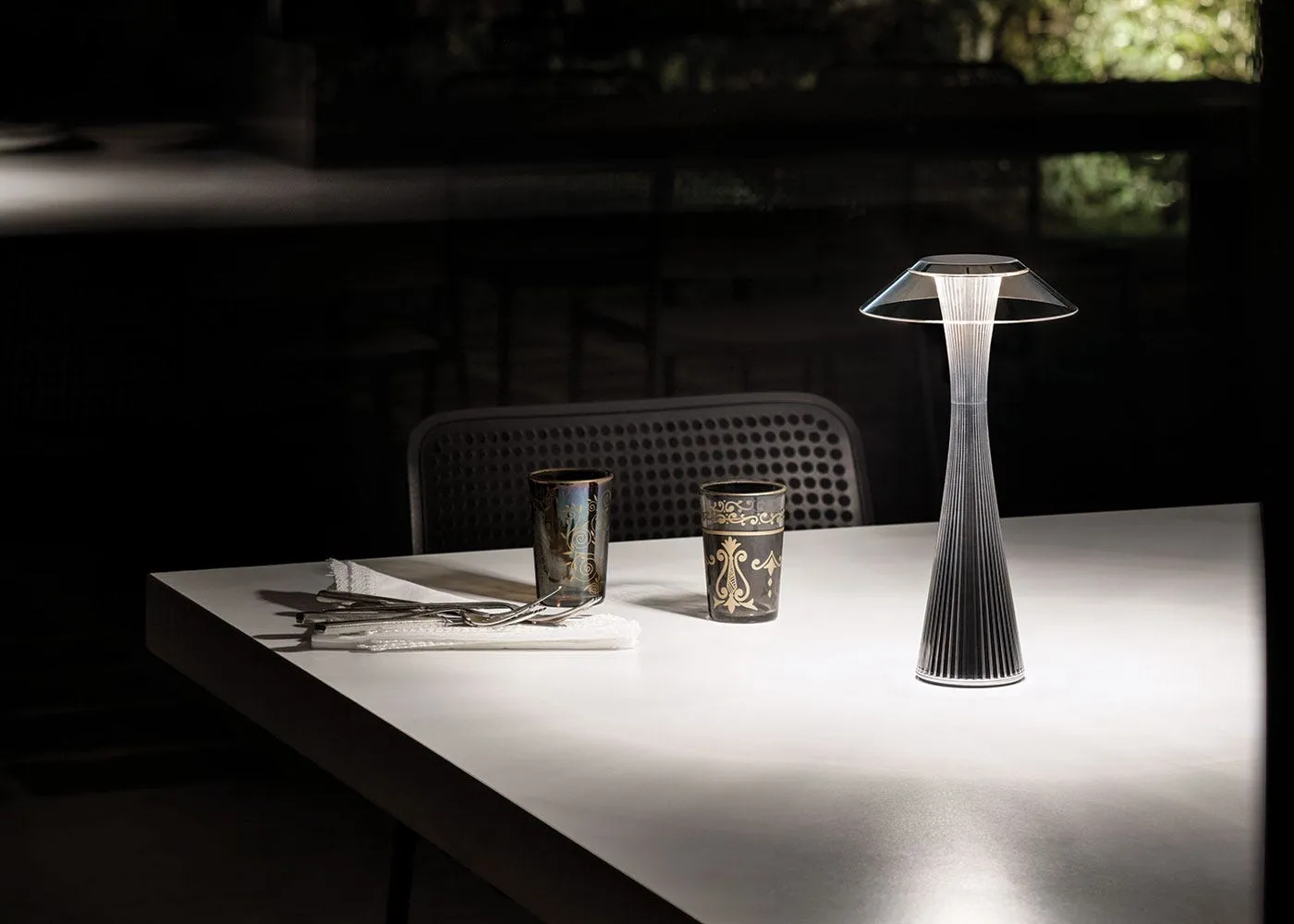 Portable LED Table Lamp - Chrome, Metal
