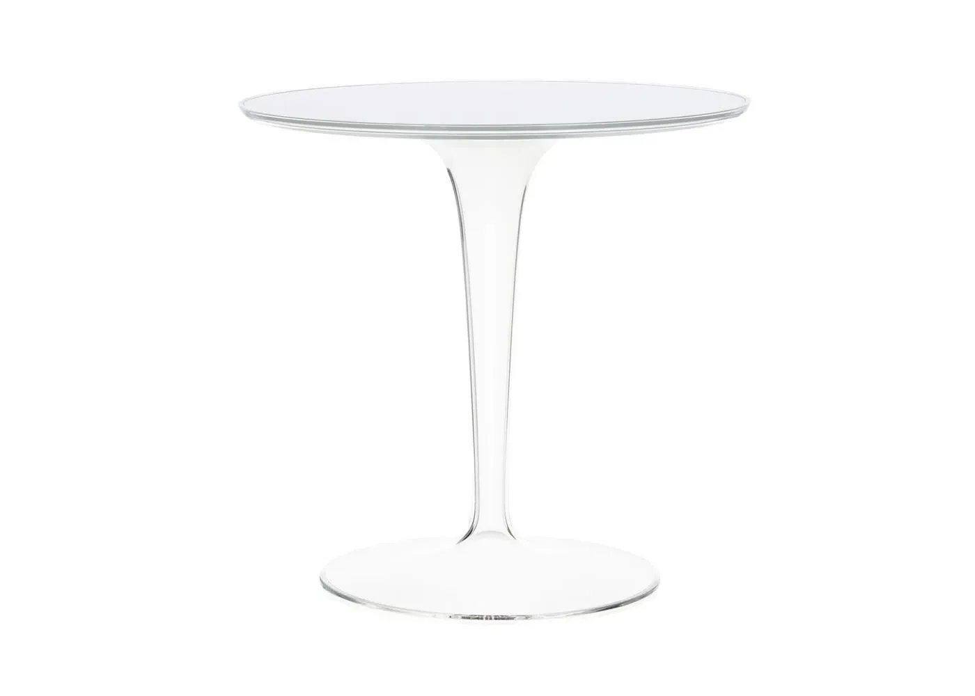 Round Side Table with Hollow Base - White