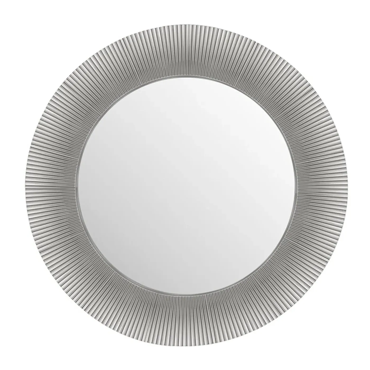 Round Wall Mirror with Pleated Frame - Chrome