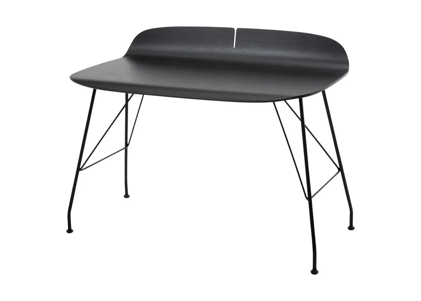Slatted Desk with Black Base - Black, Ash Wood image