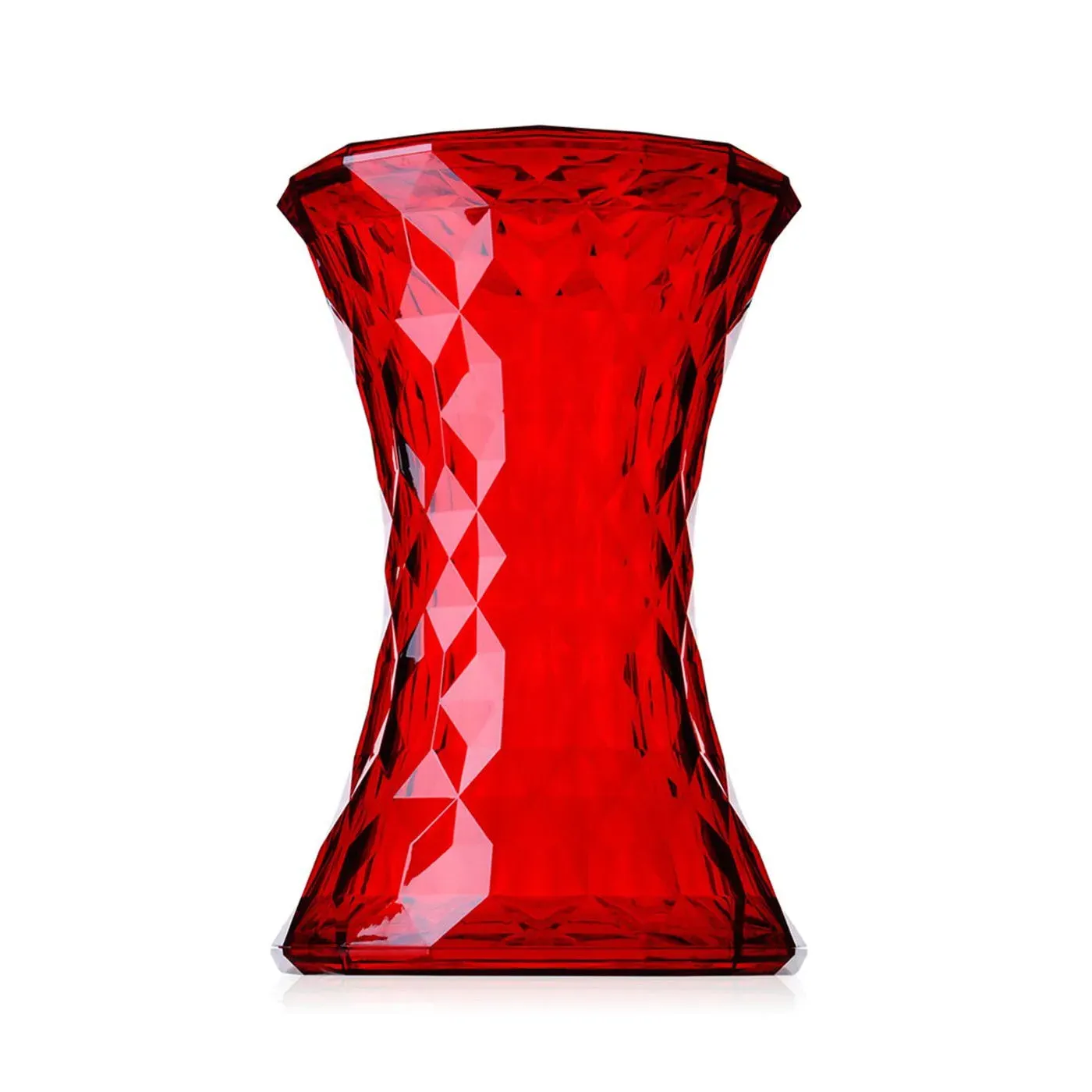Stone Stool with Faceted Design - Red, Polycarbonate